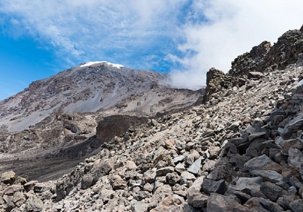 Snow-capped peak of Mount Kilimanjaro